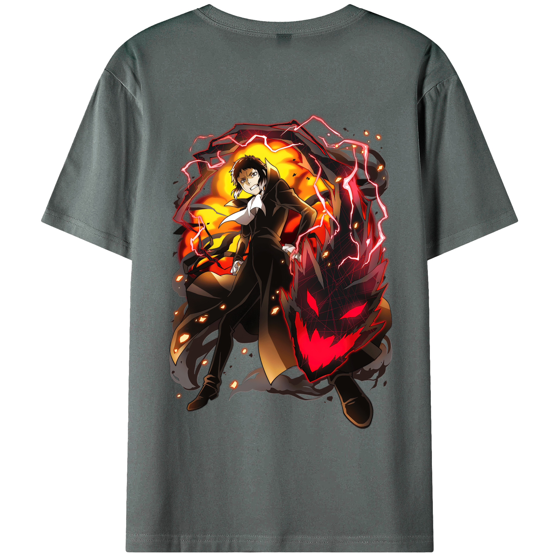 （画像用） 文豪ストレイドッグス Bungo Stray Dogs 綿100％ メンズ半袖Tシャツ（バックプリント） 通気性